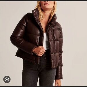 Abercrombie & Fitch Mini Vegan Leather Puffer- Dark Brown
